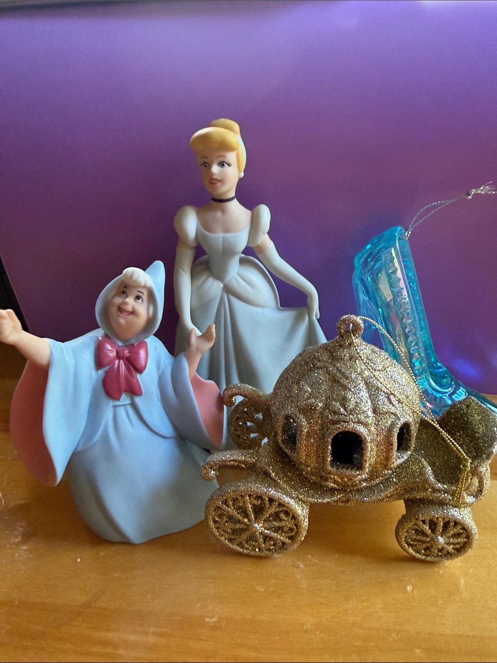 Disney Cinderella Figurine Set with Gold Carriage Ornament - Blue & Gold